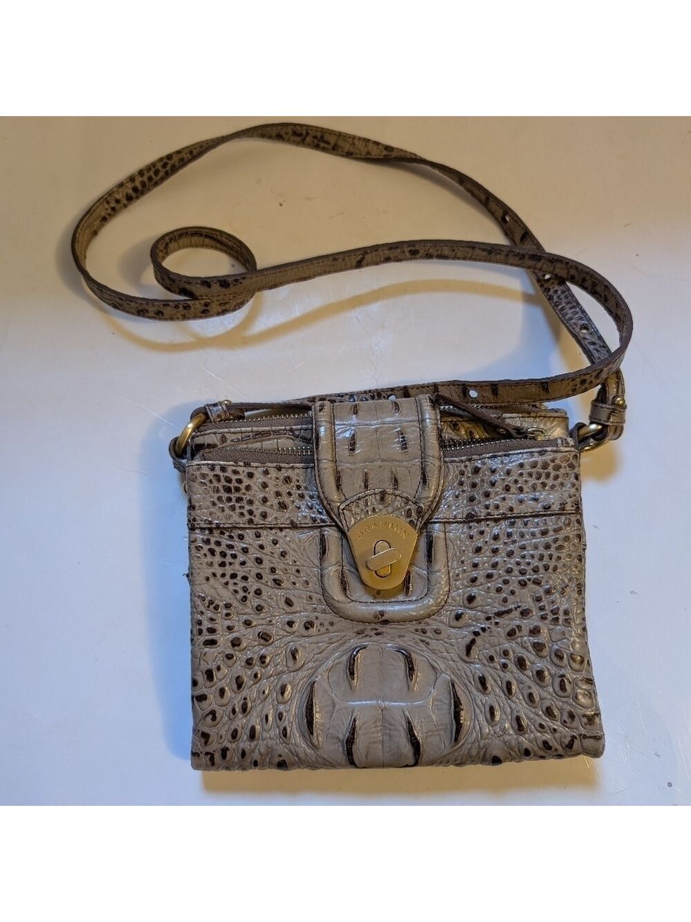 Brahmin Mojito croc-embossed cross body purse in VGUC